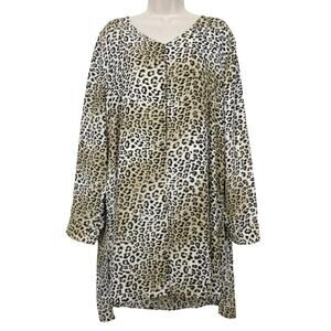 Chicos Tunic Top Womens 3 Animal Print Layered V Neck Lagenlook Artsy XL